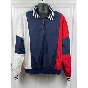 Vintage Mens Y2K Tommy Hilfiger Color Block Quarter Zip Windbreaker Jacket